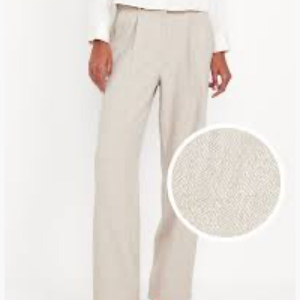 Old Navy Beige Wide Leg Trousers | M | Cozy | Fall Winter | Normcore Preppy Chic - Picture 12 of 13